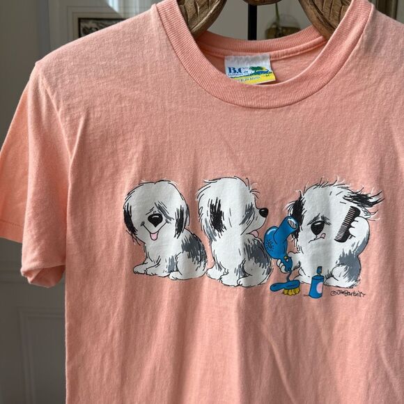 Vintage 80s Jim Benton Sheep Dog Puppy Cartoon Single Stitch Tshirt M - Picture 1 of 7